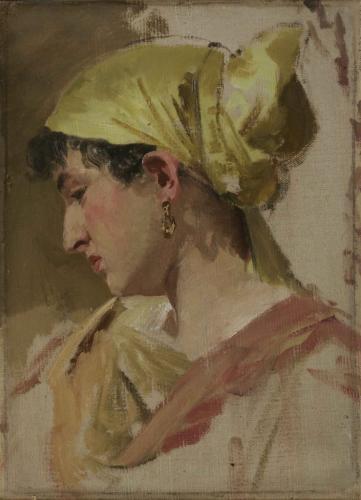 Henryk Siemiradzki | Study of a Female Head, 1874 | oil on canvas, 26 x 19.2 cm
