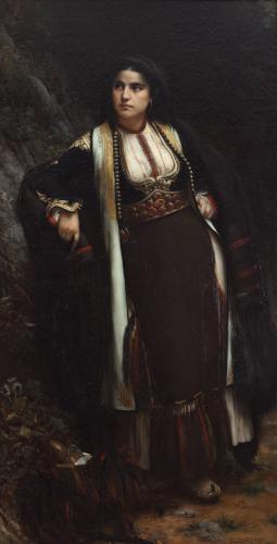 Vlaho Bukovac | Montenegrin Woman at a Rendezvous, 1883 | oil on canvas, 199.8 x 104 cm